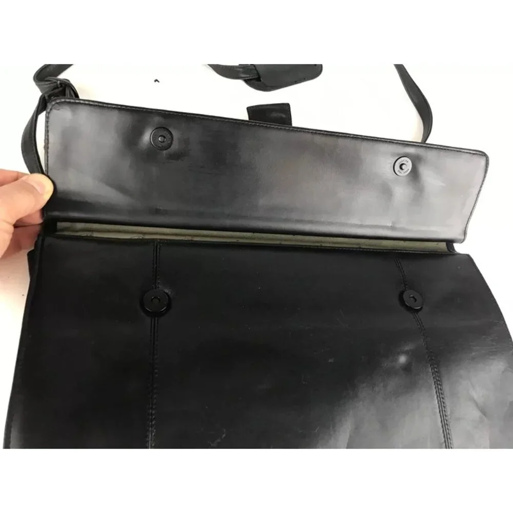 Mark Phillip Unisex Adults Black Full Grain Leather Briefcase Document Case Bag‎